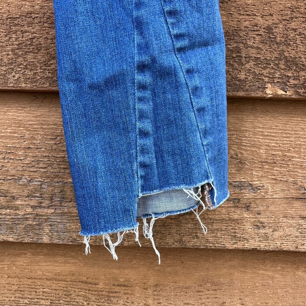 Madewell Cali Denim Boot Womens Cropped Jeans Size 28 With Raw Hem Blue Stretch - Picture 14 of 14